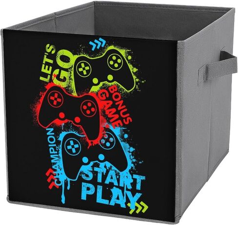 Storage Cubes Blue Gaming Controller 11 Inch Cube Storage Bin with Handles England Flag Fabric Collapsible Cube Baskets for Shelf Toys Clothing Books in Saudi Arabia