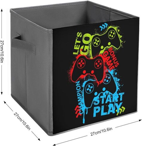 Storage Cubes Blue Gaming Controller 11 Inch Cube Storage Bin with Handles England Flag Fabric Collapsible Cube Baskets for Shelf Toys Clothing Books in Saudi Arabia