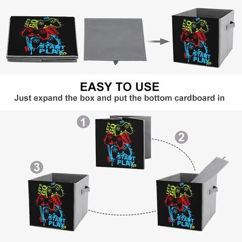 Storage Cubes Blue Gaming Controller 11 Inch Cube Storage Bin with Handles England Flag Fabric Collapsible Cube Baskets for Shelf Toys Clothing Books in Saudi Arabia