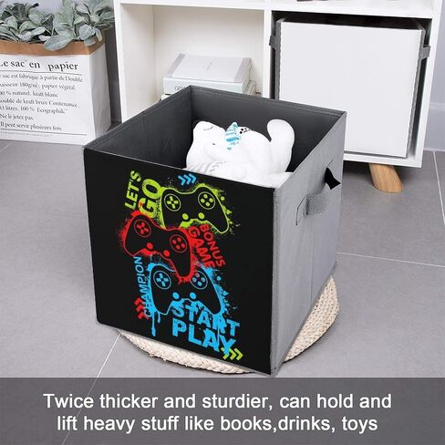 Storage Cubes Blue Gaming Controller 11 Inch Cube Storage Bin with Handles England Flag Fabric Collapsible Cube Baskets for Shelf Toys Clothing Books in Saudi Arabia