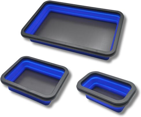 Xeerrfan Foldable Magnetic Parts Tray, Collapsible Silicone Tools Tray Set in 3 Sizes, Tool Box Organizer Bowl for Screws Nuts Pins, Blue in Saudi Arabia