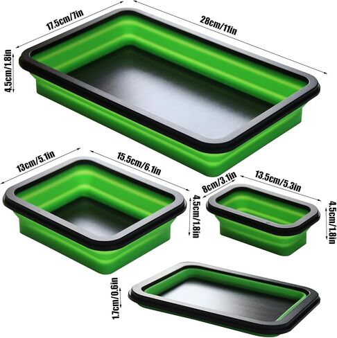 Xeerrfan Foldable Magnetic Parts Tray, Collapsible Silicone Tools Tray Set in 3 Sizes, Tool Box Organizer Bowl for Screws Nuts Pins, Blue in Saudi Arabia