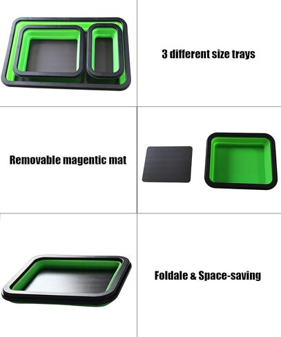 Xeerrfan Foldable Magnetic Parts Tray, Collapsible Silicone Tools Tray Set in 3 Sizes, Tool Box Organizer Bowl for Screws Nuts Pins, Blue in Saudi Arabia