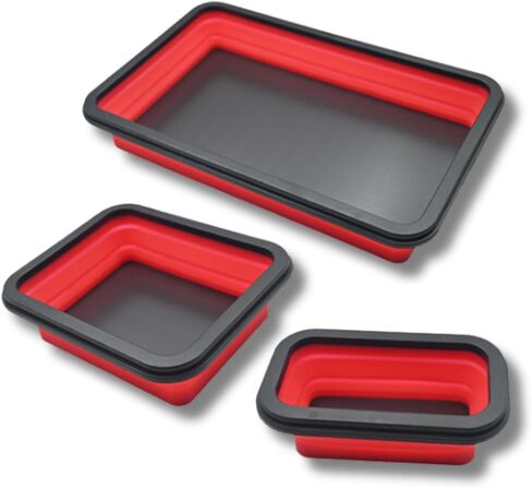 Xeerrfan Foldable Magnetic Parts Tray, Collapsible Silicone Tools Tray Set in 3 Sizes, Tool Box Organizer Bowl for Screws Nuts Pins, Blue in Saudi Arabia
