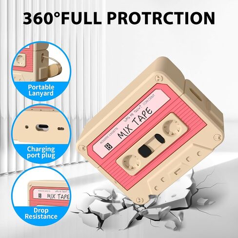 حافظة AirPods Pro الجيل الثاني، حافظة شريط كاسيت Filoto حماية كاملة 360 درجة، جلد سيليكون ناعم ممتص للصدمات مناسب للسفر والحياة اليومية، حبل متضمن، قلم تنظيف Airpod، أزرق in Kuwait