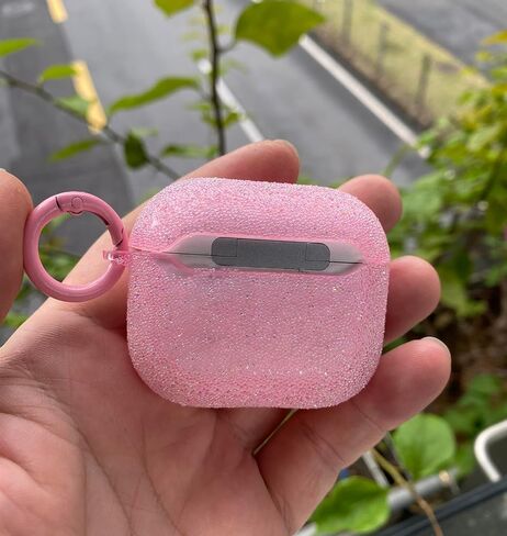 حافظة وردية لطيفة لغطاء الجيل الثالث من Airpods للفتيات والنساء مع سلسلة مفاتيح على شكل زهرة بوم بوم ومجموعة منظف، جلد واقي من السيليكون الناعم لحافظة Airpods الجيل الثالث 2021، وردي in Kuwait