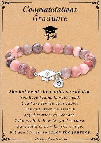 2024 Graduation Gifts Class of 2024 Gifts A-Z Initial Graduation Bracelets for Her College High School 8th 6th 5th Grade Graduation Gifts Graduation Cap Decorations Inspirational Jewelry in Saudi Arabia