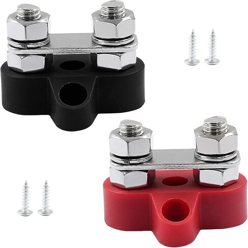 BokWin 2 Pcs Power Distribution Block 3/8 Inch Singe Stud Battery Junction Block M10 Power and Ground Junction Block 12V Power Junction Block for Auto Car Marine Boat in Saudi Arabia
