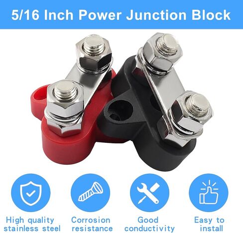 BokWin 2 Pcs Power Distribution Block 3/8 Inch Singe Stud Battery Junction Block M10 Power and Ground Junction Block 12V Power Junction Block for Auto Car Marine Boat in Saudi Arabia