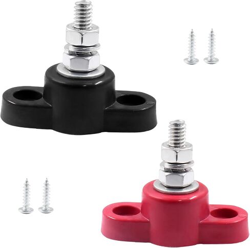 BokWin 2 Pcs Power Distribution Block 3/8 Inch Singe Stud Battery Junction Block M10 Power and Ground Junction Block 12V Power Junction Block for Auto Car Marine Boat in Saudi Arabia