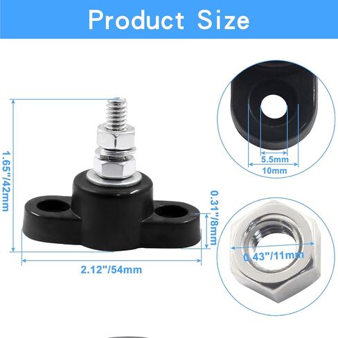 BokWin 2 Pcs Power Distribution Block 3/8 Inch Singe Stud Battery Junction Block M10 Power and Ground Junction Block 12V Power Junction Block for Auto Car Marine Boat in Saudi Arabia