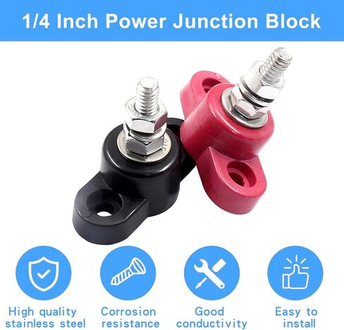 BokWin 2 Pcs Power Distribution Block 3/8 Inch Singe Stud Battery Junction Block M10 Power and Ground Junction Block 12V Power Junction Block for Auto Car Marine Boat in Saudi Arabia