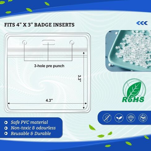 100 Pcs Clear Plastic Extra Thick Horizontal Card Holders, 4x3 Inch Sealable Waterproof Name Badge Bank ID Card Protector in Saudi Arabia