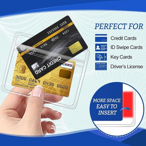 100 Pcs Clear Plastic Extra Thick Horizontal Card Holders, 4x3 Inch Sealable Waterproof Name Badge Bank ID Card Protector in Saudi Arabia