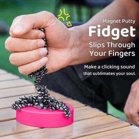 LiKee Easy-Shape Ferrite Putty Magnetic Fidget Toys for Men Women Adult Stress Relief, Include Strong Magnet Base & 500+ Black Pebbles, Captivating Desk Decoration Thoughtful Colleague Gifts (Black) in Saudi Arabia
