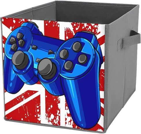 Storage Cubes Blue Gaming Controller 11 Inch Cube Storage Bin with Handles England Flag Fabric Collapsible Cube Baskets for Shelf Toys Clothing Books in Saudi Arabia