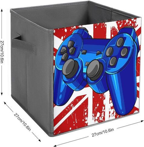 Storage Cubes Blue Gaming Controller 11 Inch Cube Storage Bin with Handles England Flag Fabric Collapsible Cube Baskets for Shelf Toys Clothing Books in Saudi Arabia
