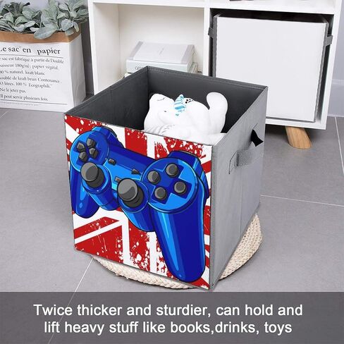 Storage Cubes Blue Gaming Controller 11 Inch Cube Storage Bin with Handles England Flag Fabric Collapsible Cube Baskets for Shelf Toys Clothing Books in Saudi Arabia