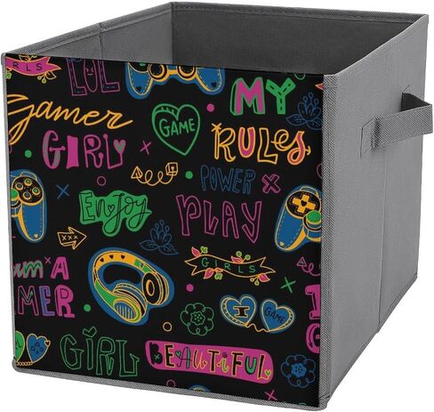 Storage Cubes Blue Gaming Controller 11 Inch Cube Storage Bin with Handles England Flag Fabric Collapsible Cube Baskets for Shelf Toys Clothing Books in Saudi Arabia