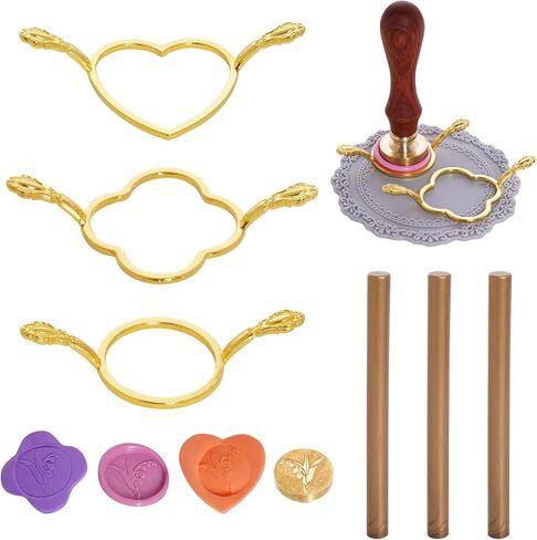 طقم ختم الشمع المعدني 8 قطع من cnmg مع قوالب ختم الشمع المعدنية، حصيرة ختم الشمع، مجموعة قوالب ختم الشمع لأظرف الدعوات، تغليف الهدايا in Kuwait