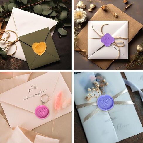 طقم ختم الشمع المعدني 8 قطع من cnmg مع قوالب ختم الشمع المعدنية، حصيرة ختم الشمع، مجموعة قوالب ختم الشمع لأظرف الدعوات، تغليف الهدايا in Kuwait