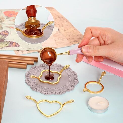 طقم ختم الشمع المعدني 8 قطع من cnmg مع قوالب ختم الشمع المعدنية، حصيرة ختم الشمع، مجموعة قوالب ختم الشمع لأظرف الدعوات، تغليف الهدايا in Kuwait