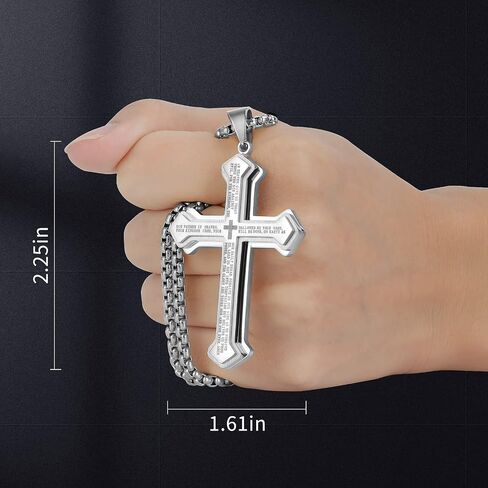 LeapoFaith Cross Pendant for Car Rear View Mirror Hanging Cross Charm Car Interior Mirror Accessories Decor Ornament Jesus Cross Necklace Lord's Prayer Men Women Christian Gift (Stripe Black) in Kuwait