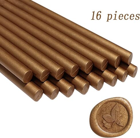 عصي ختم الشمع، 16 قطعة من عصي الشمع لختم مسدس الغراء من آنبوز لختم ختم الشمع، عصا ختم الشمع البني لمسدس الغراء 0.44 بوصة، لدعوات الزفاف والبطاقات والأظرف in Kuwait