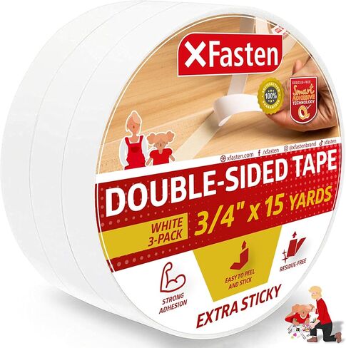 شريط لاصق مزدوج الجوانب من XFasten، أبيض، 5.08 سم × 38.1 سم، رابط فائق لشريط تدريب القطط المضاد للخدش، شريط قابض مضاد للانزلاق من السجاد إلى السجاد، والأعمال الخشبية in Saudi Arabia