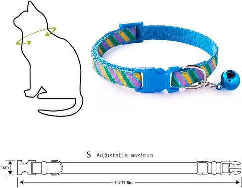 Cute Cat Collar with Bells, Set of 6, Adjustable Mixed Colors & Safe Nylon Kitten Collars for Kitty Puppy 7.5-12in (Bone) in Saudi Arabia