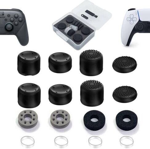 ZHI-NYLLDJS FPS Thumb Grip Gamepad مرتفعة مضادة للانزلاق عصا الإبهام غطاء عصا التحكم لـ PS5/4، حلقات Switch Pro Con-Precision، حلقات المساعدة، حقيبة تخزين (16 قطعة) (pn008) in Kuwait
