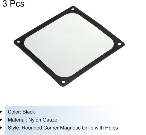 MECCANIXITY 3PCS PC Dust Filter, 140x140mm Magnetic Frame Nylon Computer Case Cooler Dustproof Mesh Cover Fan Grills for Computer Chassis Speakers, Black in Saudi Arabia