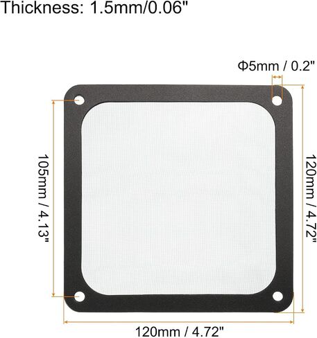MECCANIXITY PC Dust Filter, 120x120mm Magnetic Frame Nylon Computer Case Cooler Dustproof Mesh Cover Fan Grills for Computer Chassis Speakers, Black in Saudi Arabia