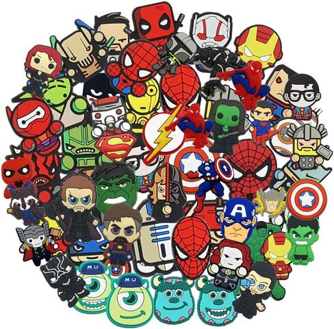 PORUTE 70 قطعة من سحر أحذية الأبطال الخارقين للأحذية والأساور وهدايا الحفلات، وإكسسوارات للهالوين، وعيد الفصح، والكريسماس، وأعياد الميلاد، للأطفال والكبار من الجنسين in Kuwait