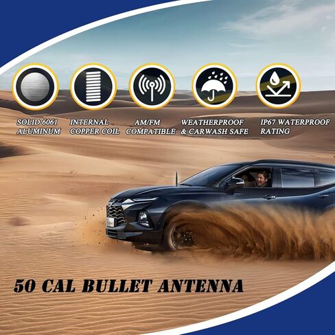 Antenna fits Jeep Wrangler JK JL Gladiator | Ford F150 F250 F350 | Dodge RAM,Heavy Duty Vehicle Pickup Trucks Accessories | 50 Cal 5.5 Inch (Red) in Kuwait