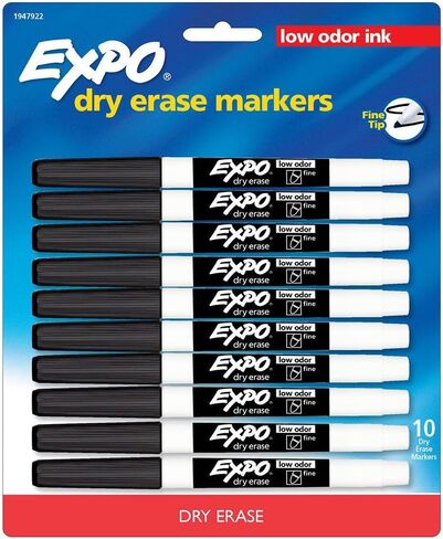 EXPO Low-Odor Dry-Erase Marker, Fine Point, Black, 10/Pack in Saudi Arabia