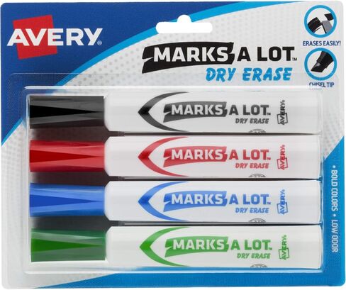 AVERY Marks A Lot Dry Erase Markers, Low Odor White Board Markers with Chisel Tip, 8 Assorted Colors (24411) in Saudi Arabia