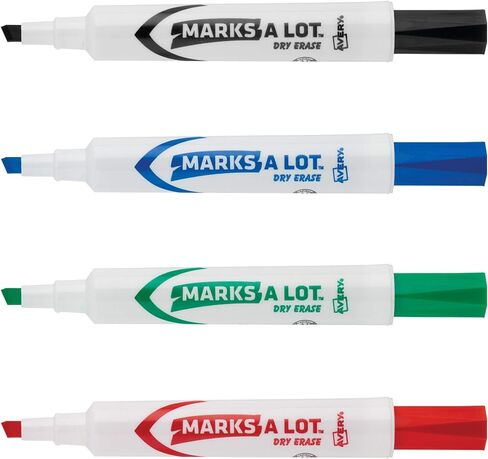 AVERY Marks A Lot Dry Erase Markers, Low Odor White Board Markers with Chisel Tip, 8 Assorted Colors (24411) in Saudi Arabia