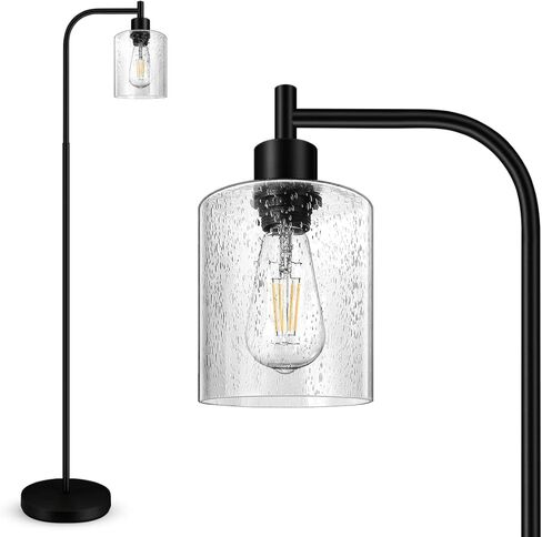 BoostArea Standing Lamp with Glass Shade, Modern Industrial Floor Lamp with Foot Switch, Bright 6W LED for Living Room and Bedroom in Saudi Arabia