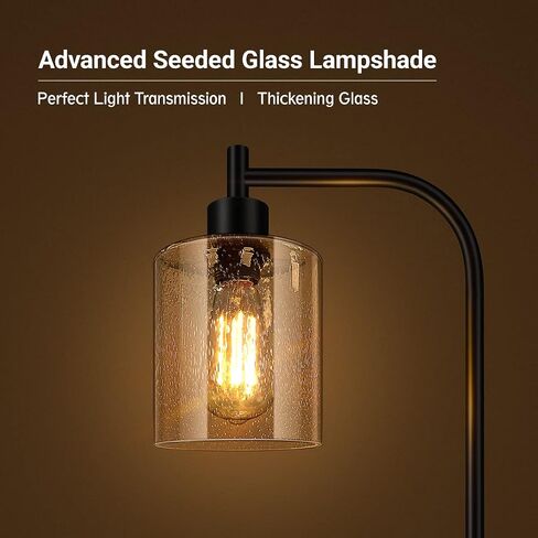 BoostArea Standing Lamp with Glass Shade, Modern Industrial Floor Lamp with Foot Switch, Bright 6W LED for Living Room and Bedroom in Saudi Arabia