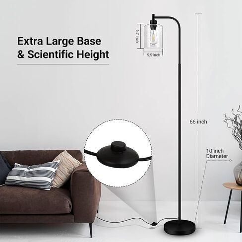 BoostArea Standing Lamp with Glass Shade, Modern Industrial Floor Lamp with Foot Switch, Bright 6W LED for Living Room and Bedroom in Saudi Arabia