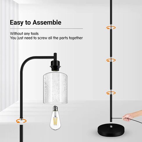 BoostArea Standing Lamp with Glass Shade, Modern Industrial Floor Lamp with Foot Switch, Bright 6W LED for Living Room and Bedroom in Saudi Arabia