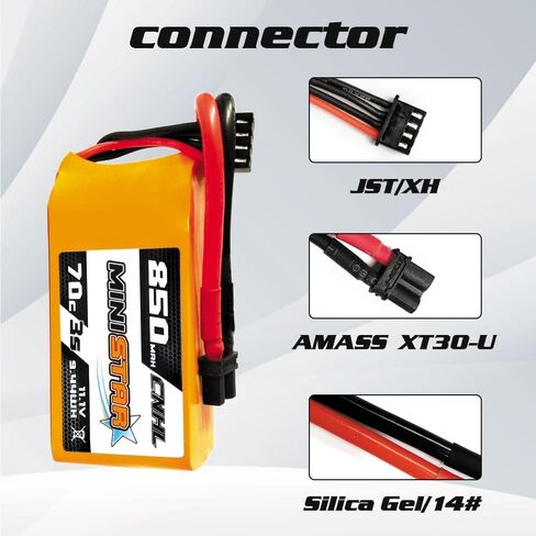 بطارية ليبو CNHL 850 مللي أمبير 3S 70C 11.1 فولت مع XT30 لسيارة RC، طائرة/شاحنة RC، قارب RC، طائرة هيلي، طائرة بدون طيار FPV، أجزاء هواية متعددة المحركات (عبوتان) in Kuwait