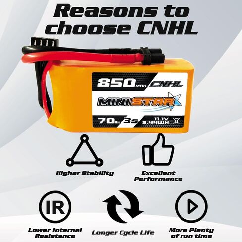 بطارية ليبو CNHL 850 مللي أمبير 3S 70C 11.1 فولت مع XT30 لسيارة RC، طائرة/شاحنة RC، قارب RC، طائرة هيلي، طائرة بدون طيار FPV، أجزاء هواية متعددة المحركات (عبوتان) in Kuwait