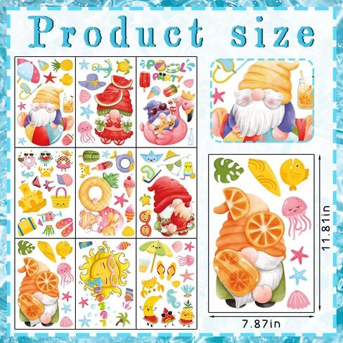 9 Sheets Summer Window Clings, Summer Static Window Stickers, Summer Double Sided Hello Summer Words Beach Pool Party Window Decals for Hawaiian Tropical Indoor Summer Party Window Decoration Supplies in Saudi Arabia