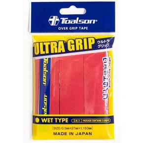 Toalson Ultra Grip Over Grip 3 Pack (Made in Japan) 0.5mm Thick (Neon Red) in Saudi Arabia