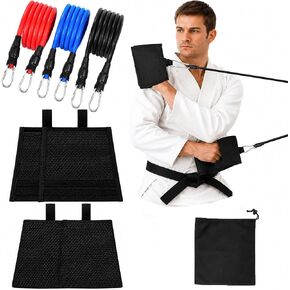 Jiu Jitsu Grip Strength Trainer - 100% Simulate Gi Fabric Grappling System (2 Sleeves & 2 Lapels), 3 TPE Resistance Bands (7 Levels) for Judo BJJ MMA with Carry Bag in Kuwait
