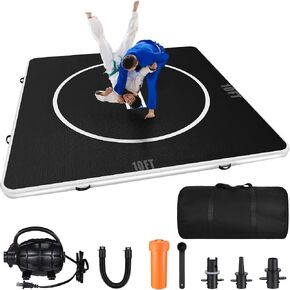 10' x 10' Inflatable Wrestling Mat, 4" Thick Foldable Jiu Jitsu Mats, Waterproof Training Mat for Home Gym Outdoor Workouts Exercise Gymnastics, Martial Arts, Grappling, BJJ MMA Judo, Boxing in Saudi Arabia
