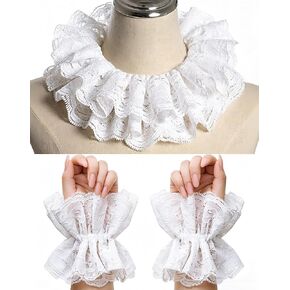 Parma77 Neck Ruffle Collar Cuffs Set, Detachable Clown Costume Accessories in Saudi Arabia