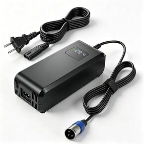 24V(Max 29.4V) 5A Lithium Battery Charger for 24V Lithium Packs 3-Pin Male XLR Connector, HD Screen Display Real-time Charging Voltage, Built-in Cooling Fan in Saudi Arabia